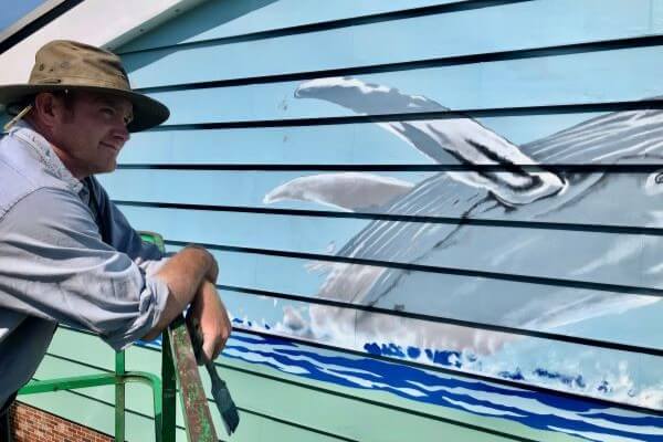 Old Orchard Beach High School ‘Whale Wall’ gets restored