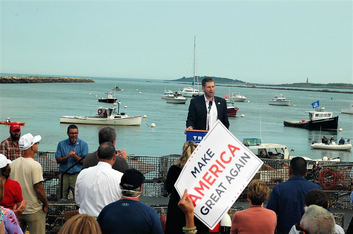 Eric Trump stumps for his father in Saco